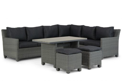 lusso wicker hoek loungeset off black met midden hoge loungetafel en 2x side chair 510x340 - Garden Collections Lusso dining loungeset 7-delig