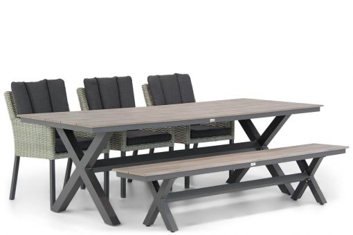 oxbow newgrey stoel met forest tafel 240cm en bank picknick tuinset 6 persoons 510x340 - Garden Collections Oxbow/Forest 240 cm dining tuinset 5-delig
