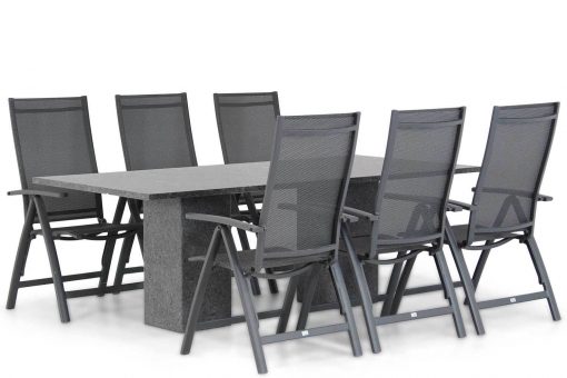 presto vasto aluminium standenstoel graniet 220x100 cm dining tuintafel 6p tuinset 510x340 - Presto Vasto/Graniet 220 cm dining tuinset 7-delig
