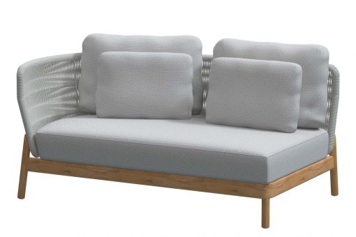avalon open bank rechts 510x340 - Avalon teak modular 2 seater bench right arm Frozen with 5 cushions