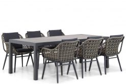 dolphin black taupe tuinstoel met de residence tuintafel 6 persoons tuinset 247x165 - Lifestyle Dolphin/Residence 220 cm dining tuinset 7-delig