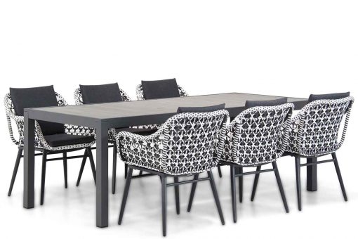 dolphin black white tuinstoel met de residence tuintafel 6 persoons tuinset 510x340 - Lifestyle Dolphin/Residence 220 cm dining tuinset 7-delig