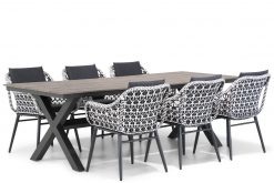 dolphin black white tuinstoel met forest tuintafel 240 cm 6 persoons tuinset 247x165 - Lifestyle Dolphin/Forest 240 cm dining tuinset 7-delig