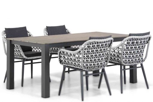 dolphin black white tuinstoel met valley tafel 180 cm 4 persoons tuinset 510x340 - Lifestyle Dolphin/Valley 180 cm dining tuinset 5-delig