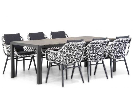 dolphin white black tuinstoel met young tafel 217 cm 6 persoons tuinset 510x340 - Lifestyle Dolphin/Young 217cm dining tuinset 7-delig