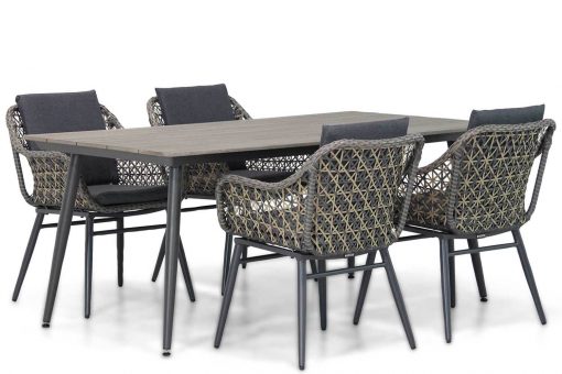 lifestyle dolphin wicker tuinstoel black taupe met matale tuintafel 180 cm 1 510x340 - Lifestyle Dolphin/Matale 180 cm dining tuinset 5-delig