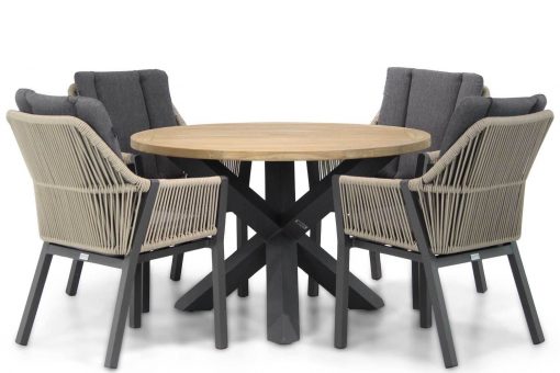 lifestyle verona rope dining tuinstoel taupe met rockville tuintafel 120 cm 510x340 - Lifestyle Verona/Rockville 120 cm rond dining tuinset 5-delig