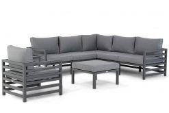 melby aluminium hoek loungeset antraciet 5 delig met loungestoel 247x165 - Domani Melby hoek loungeset 5-delig
