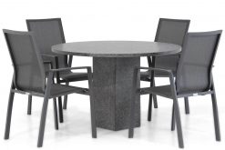 ultimate aluminium dining tuinstoel met graniet 120 cm rond dining tuintafel 247x165 - Lifestyle Ultimate/Graniet 120 cm rond dining tuinset 5-delig