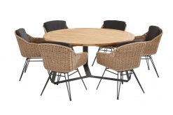 91145 91079 91080  bohemian natural dining set with round basso table 160 cm 247x165 - Taste Bohemian/Basso 160 cm. rond tuinset - 7 delig