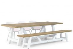 lifestyle salina kunststof tuinstoel wit florence tafel en picknickbank 260 cm 247x165 - Lifestyle Salina/Florence 260 cm dining tuinset 5-delig