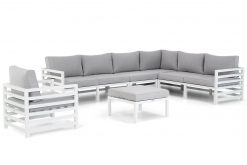 linde aluminium hoek loungeset wit 6 delig met lounge stoel en midden element 247x165 - Domani Linde hoek loungeset 6-delig