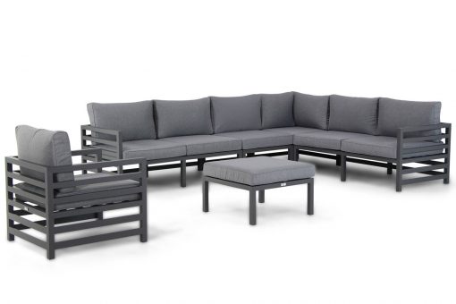 melby aluminium hoek loungeset antraciet met loungestoel middenelement 510x340 - Domani Melby hoek loungeset 6-delig