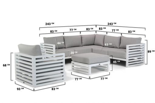 santika jaya aluminium hoek loungeset wit met lounge tuinstoel 510x340 - Santika Jaya hoek loungeset 7-delig