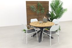 632a0547 247x165 - GreenChair Courage - White/Quote teak - Ø120 cm. - Tuinset 5-delig