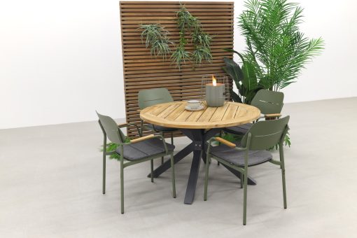 632a0562 510x340 - GreenChair Courage - Green/Quote teak - Ø120 cm. - Tuinset 5-delig