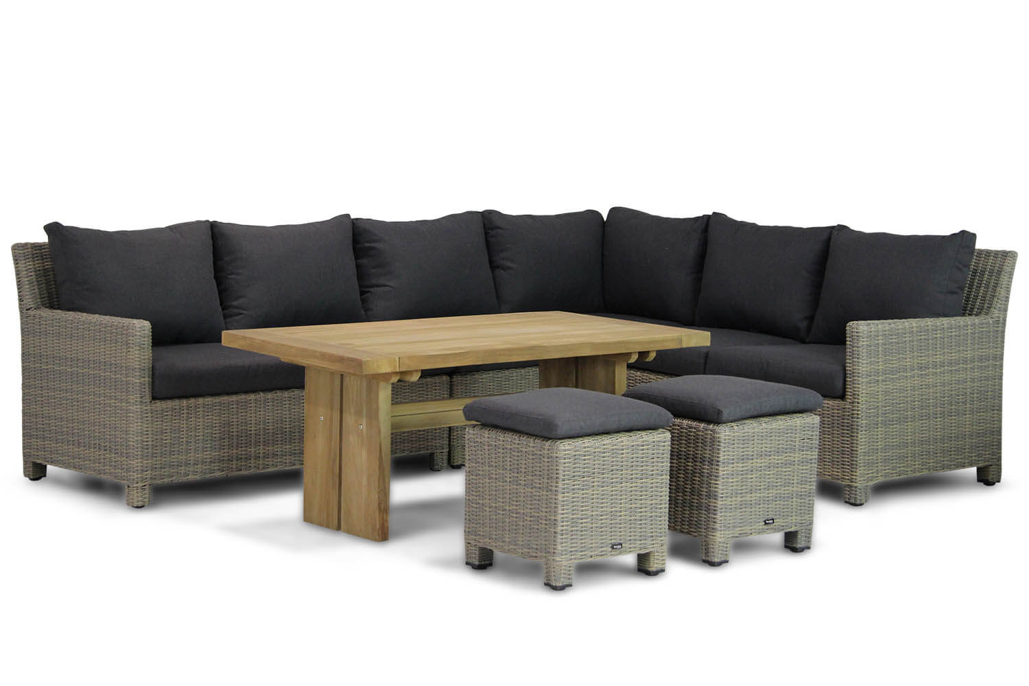 garden collections lusso brighton lounge diningset kubu 7 delig  - Garden Collections Lusso/Brighton 140 cm dining loungeset 7-delig