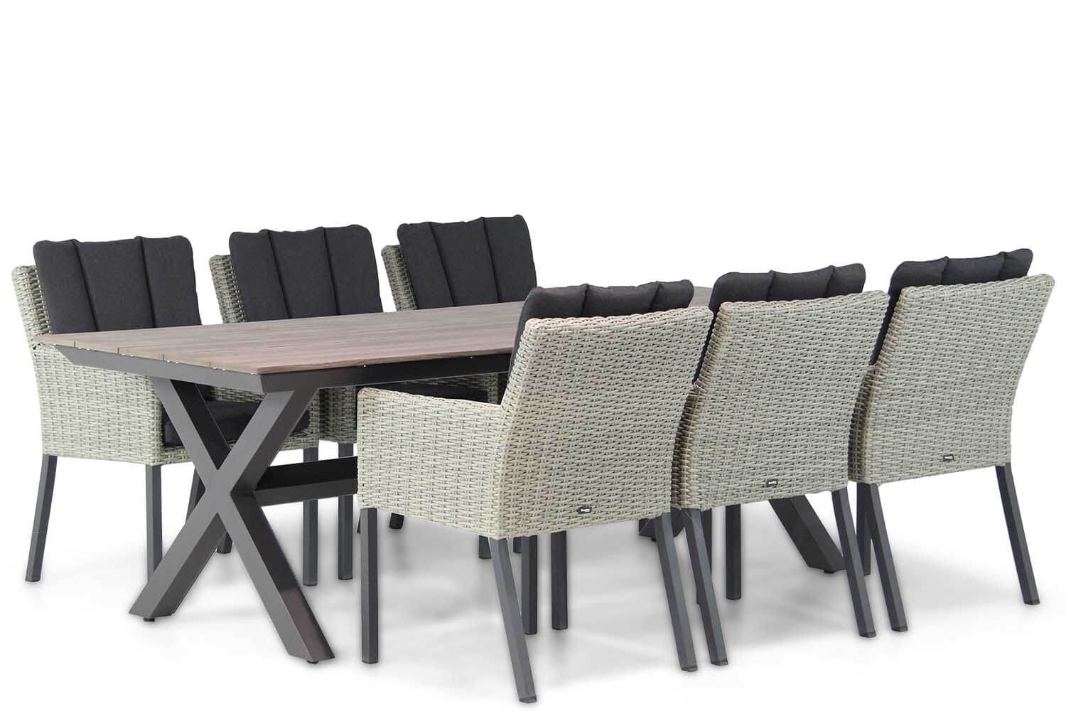 garden collections oxbow wicker dining tuinstoel grey forest tuintafel 240 cm - Garden Collections Oxbow/Forest 240 cm dining tuinset 7-delig