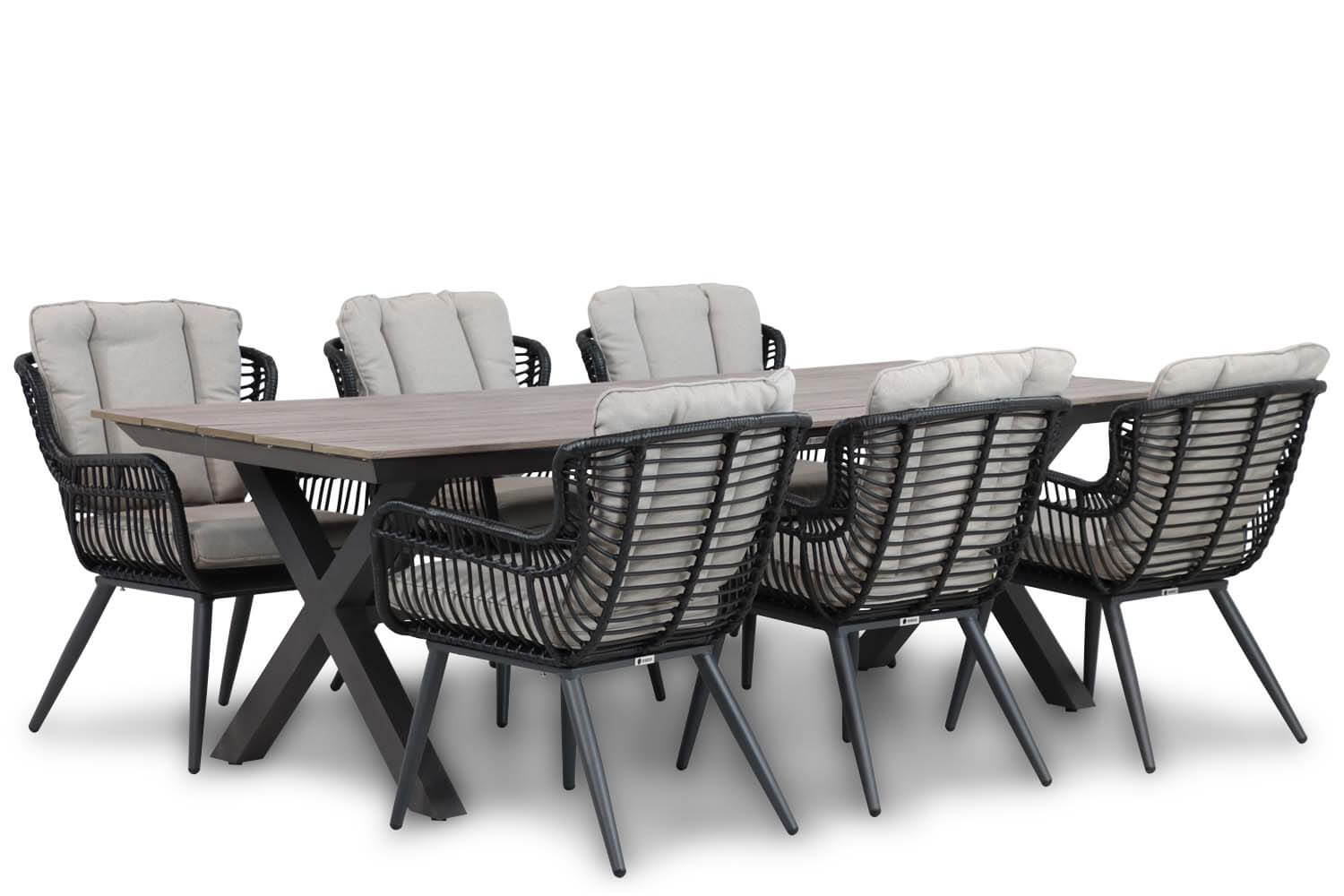 lifestyle forest 240 met 6x azzona black - Coco Azzano/Forest 240 cm dining tuinset 7-delig
