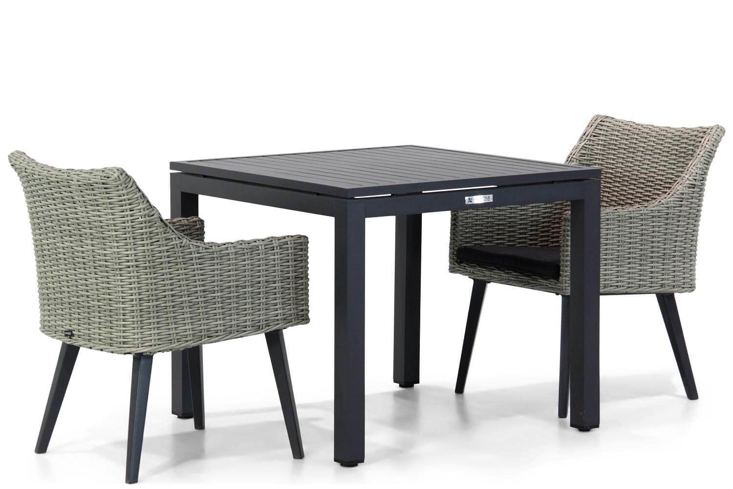 milton tuinstoel met concept tuintafel 4 persoons tuinset 2 persoons - Garden Collections Milton/Concept 90 cm dining tuinset 3-delig