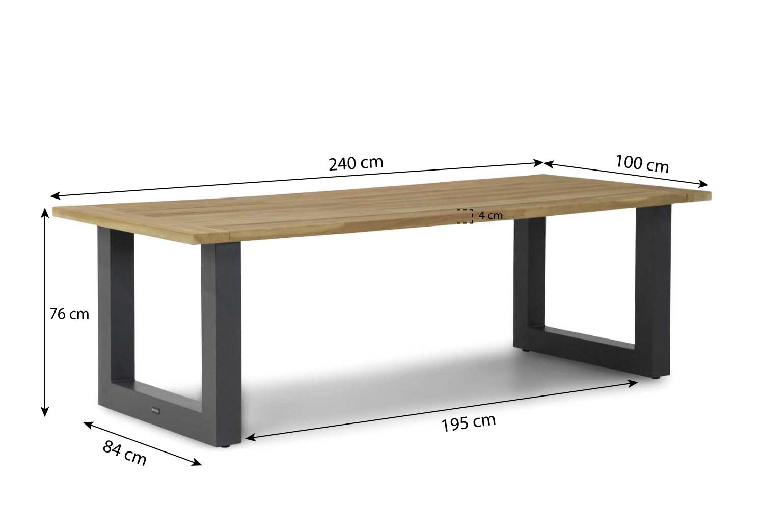 talai tafel 240 cm antraciet maten - Lifestyle Talai dining tuintafel antraciet 240 x 100 cm